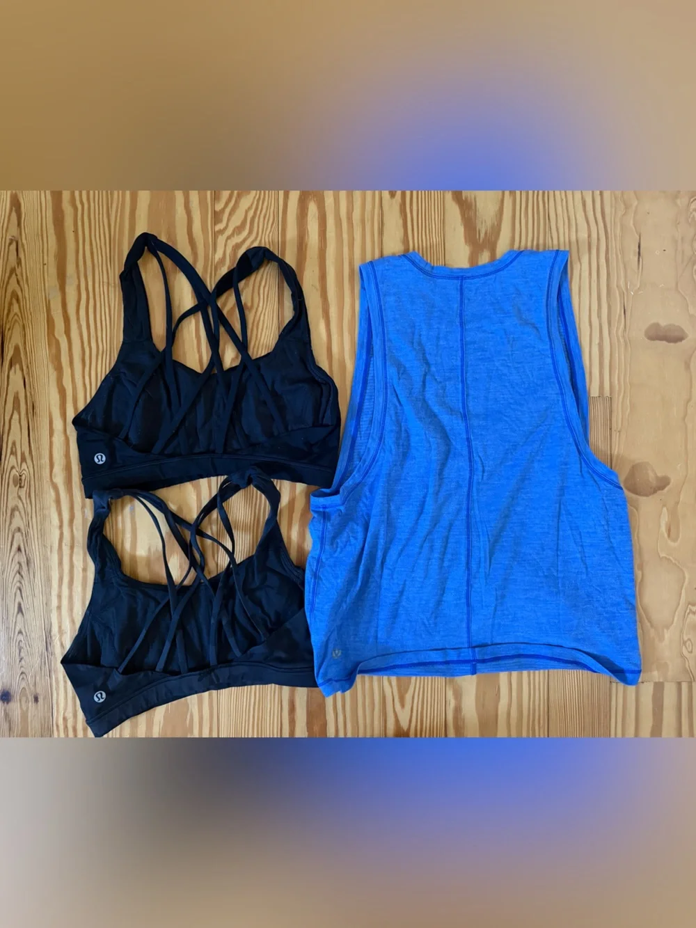 Lululemon Blue Women's Tank Top & Black/Black Camo Free To Be Serene Sports Bra